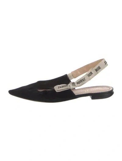 Pre-owned Dior J'a Suede Slingback Flats In Blue