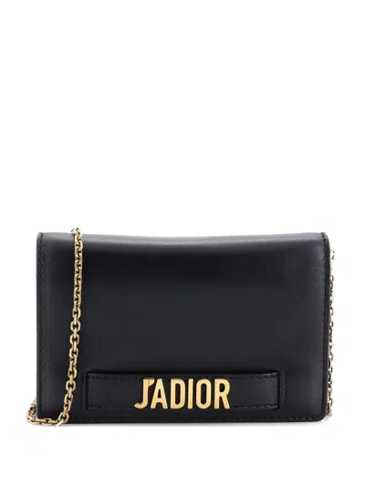 Pre-owned Dior J'a Wallet On Chain Leather Crossbody Bag In Black
