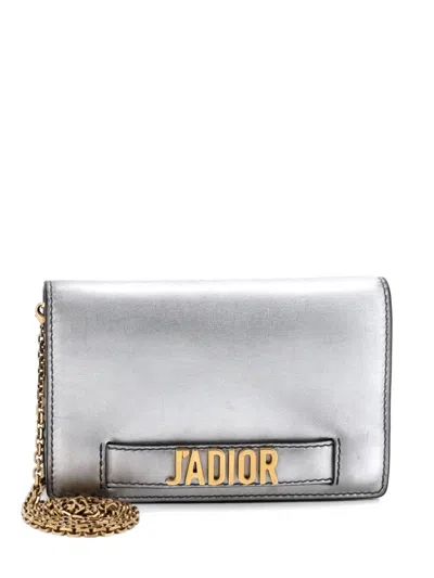 Pre-owned Dior J'a Wallet On Chain Leather Crossbody Bag In Metallic