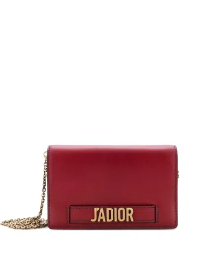 Pre-owned Dior J'a Wallet On Chain Leather Crossbody Bag In Red