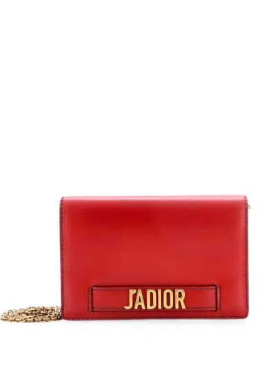 Pre-owned Dior J'a Wallet On Chain Leather Crossbody Bag In Red