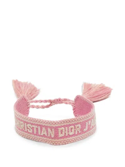 Pre-owned Dior J'a Woven Bracelet In Pink
