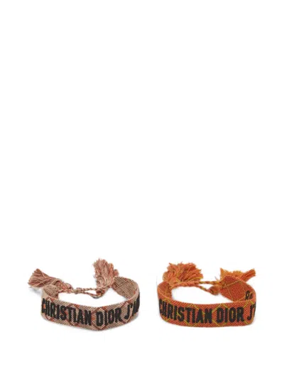Pre-owned Dior J'a Woven Bracelets (set Of Two) In Orange