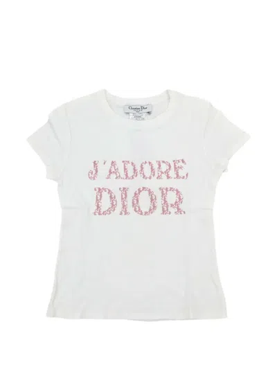 Pre-owned Dior J'adore  Logo-print T-shirt In White
