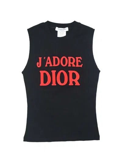 Pre-owned Dior J'adore  Slogan Tank Top In Black