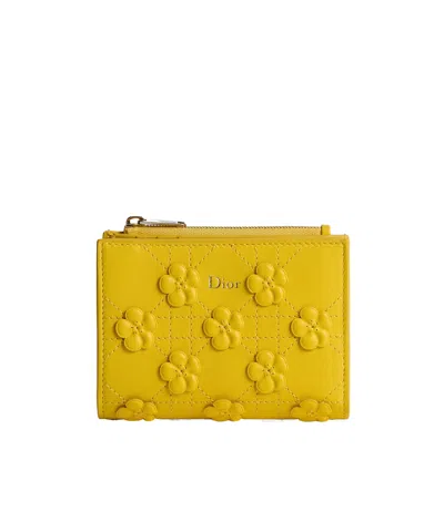 Dior Jardin Dahlia Wallet In Yellow