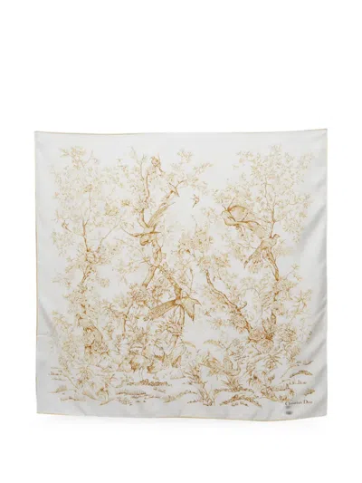Pre-owned Dior Jardin D'hiver Square Scarf In Neutral