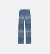 Dior Carpenter Style Jeans With Leather Jacron In Blue