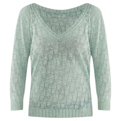 Pre-owned Dior John Galliano For  2006 Mint Logo Perforation Jumper, Size 6 In Gray