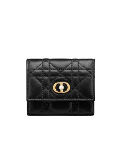 Dior Jolie Hibiscus Wallet In Black