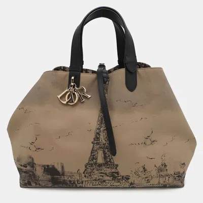 Pre-owned Dior Jules Oblique Tote Bag Beigem2820ozbp Nylon Leather Size Large In Sand