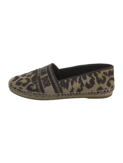 Pre-owned Dior Jute Animal Print Espadrilles In Neutral
