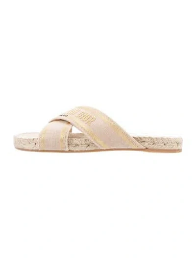 Pre-owned Dior Jute Graphic Print Slides In Neutrals