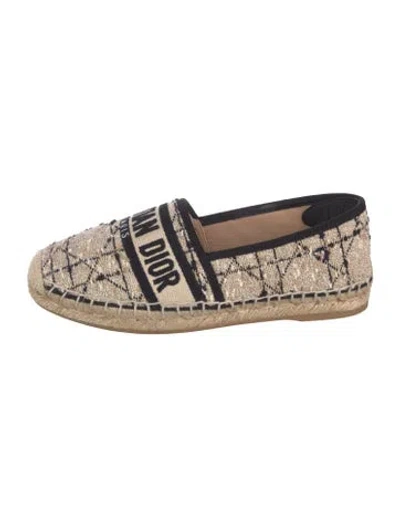 Pre-owned Dior Jute Patterned Espadrilles In Blue/white