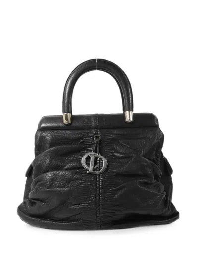 Pre-owned Dior Karenina Leather Tote Bag In Black