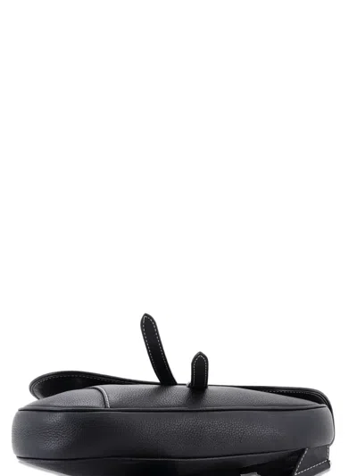 Pre-owned Dior Kaws Saddle Leather With Applique Crossbody Bag In Black