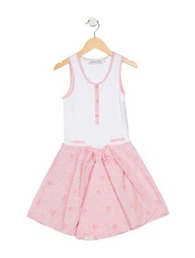 Pre-owned Dior Kid Girls' Casual Printed Sleeveless Dress In Orange/white