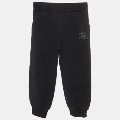 Pre-owned Dior Kids Black Logo Graphic Jersey Sweatpants 6 Yrs