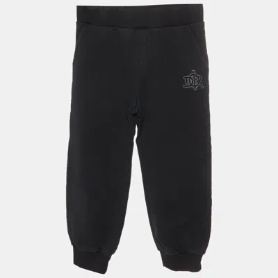 Pre-owned Dior Kids Black Logo Graphic Jersey Sweatpants 6 Yrs