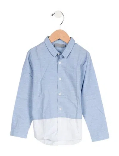 Pre-owned Dior Babies' Kids Boys Solid Button Up Shirt In Blue