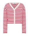 Dior Kids' Cardigan In Ivory White/raspberry Red