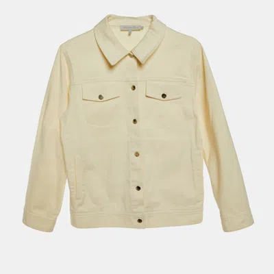 Pre-owned Dior Kids Cream Denim Logo Embroidered Jacket Size 12+ Yrs In White