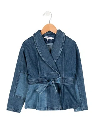 Pre-owned Dior Kids Girls' Belted Denim Jacket In Blue