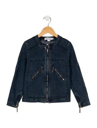 Pre-owned Dior Kids' Girls Denim Graffiti Jacket In Blue