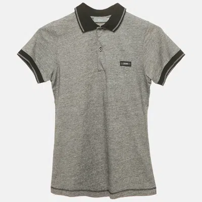 Pre-owned Dior Kids Grey Patterned Cotton Jersey Polo T-shirt 10 Yrs In Gray