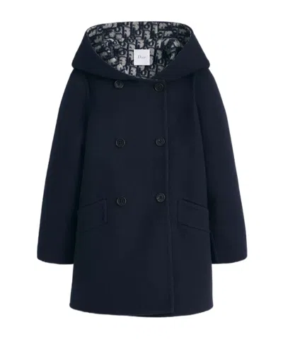 Dior Kids' Hooded Coat In Blue