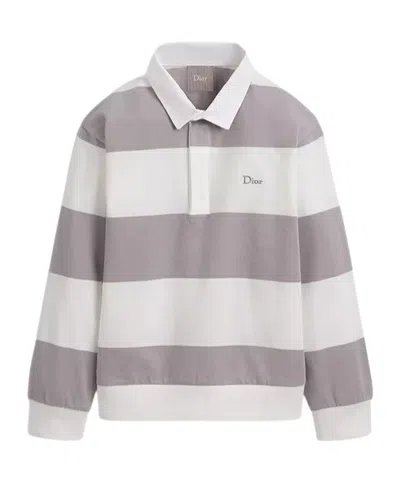 Dior Kids' Long-sleeved Polo Shirt In Gray