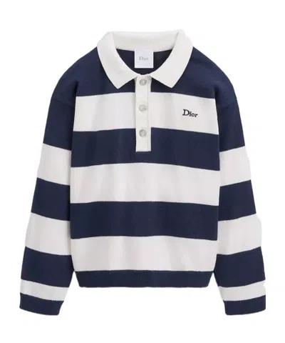 Dior Kids' Long-sleeved Polo Shirt In Blue