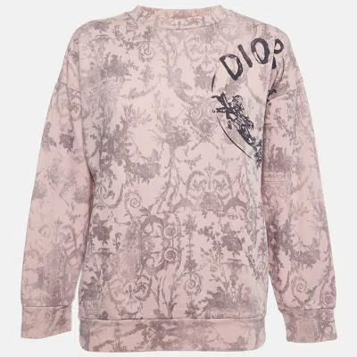 Pre-owned Dior Kids Pink Toile De Jouy Print Jersey Crewneck Sweatshirt 12 Yrs