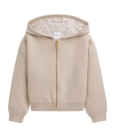Dior Kids' Reversible Zipped Cardigan With Hood In Neutral