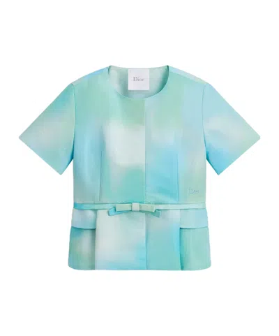 Dior Kids' Short-sleeved Bar Jacket In Blue