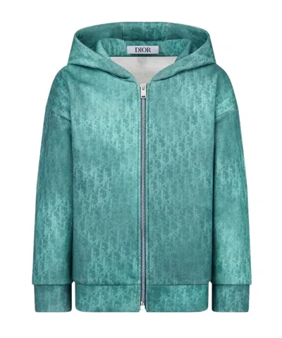 Dior Kids' Zipped Hooded Sweatshirt In Green