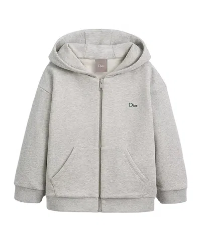 Dior Kids' Zipped Sweatshirt With Hood In Gray
