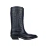Dior Embroidered Block Heel Mid-calf Boots In Black