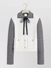 Dior Knit Jacket Houndstooth Long Sleeves Pockets In Multi