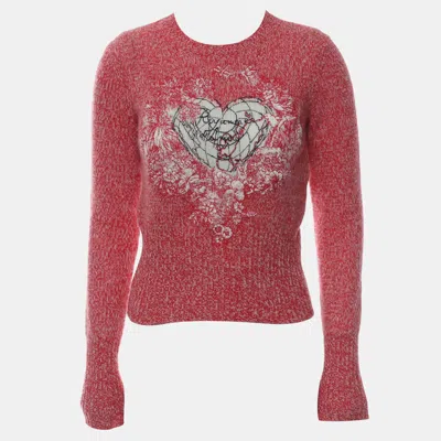 Pre-owned Dior Knitted Embroidered Sweater In Red