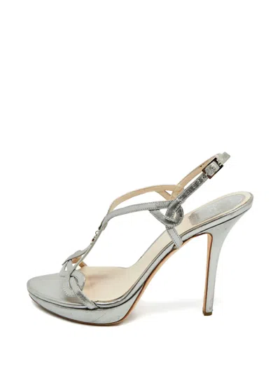 Pre-owned Dior Knot Leather Shoes In Silver