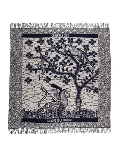 Pre-owned Dior La Roue De La Fortune Throw Blanket In Blue