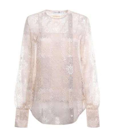 Dior Lace Blouse In Nude