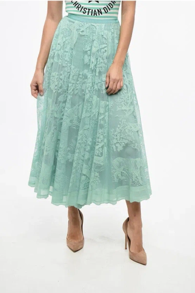 Dior Lace Combi Flared Skirt With Petticoat Grösse 40 In Green