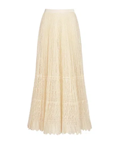 Dior Lace Knitted Skirt In Nude