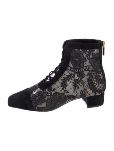 Pre-owned Dior Lace Lace Pattern Boots In Black