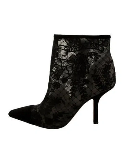 Pre-owned Dior Lace Lace Pattern Boots In Black