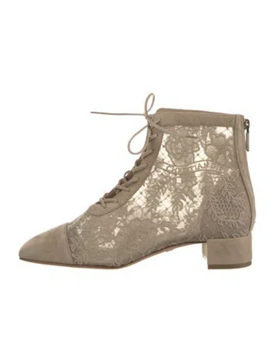 Pre-owned Dior Lace Lace Pattern Boots In Neutrals