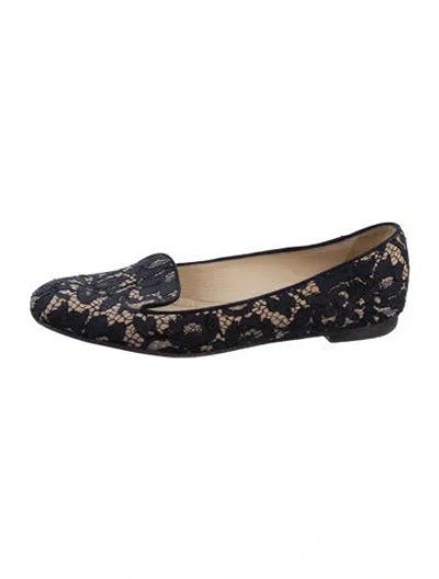 Pre-owned Dior Lace Lace Pattern Loafers In Blue