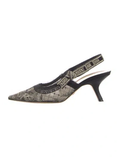Pre-owned Dior Lace Lace Pattern Slingback Pumps In Black